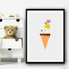 White Cute Ice-cream Cartoon Simple Winking Wall Art Print