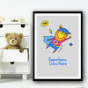 Yellow Bear Superhero Lives Here Pow Wall Art Print