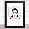 Relax Woman Red Lipstick Black & White Hands Up Wall Art Print