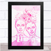 Twins Flower Hair Watercolour Women Pink Wall Art Print