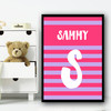 Pink Purple Stripe Any Name Any Initial Personalised Wall Art Print