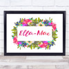 Watercolour Floral Painting Landscape Any Name Personalised Wall Art Print