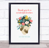 Thank You To A Wonderful Teacher Holding Flowers Personalised Wall Art Print