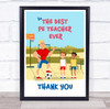 Best Pe Teacher Ever Thank You Cartoon Sport Personalised Wall Art Print