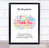 Teacher Thank You Multi Language Colourful Personalised Wall Art Print