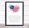 America Watercolour Heart Splatter Art Anthem Quote Wall Art Print