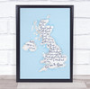 U.K Blue Watercolour Wall Art Print