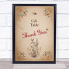 Vintage Cute Rabbit Gift Table Thank You Baby Shower Personalised Party Sign