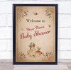 Vintage Cute Deer Welcome To Baby Shower Personalised Event Party Sign