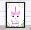 Glittery Unicorn & Watercolour Birthday Personalised Event Party Decoration Sign