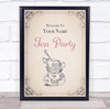 Vintage Drawn Mugs Welcome Tea Personalised Event Occasion Party Decoration Sign