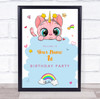 Cute Pink Unicorn Cat Welcome Birthday Personalised Event Party Decoration Sign