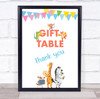 Cute Animals Instruments Birthday Gift Table Thank You Personalised Party Sign