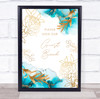 Guest Book Watercolour Teal Blue Turquoise Gold Floral Personalised Party Sign Guest Book Watercolour Teal Blue Turquoise Gold Floral Personalised Party Sign