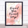 Song Music Requests Gold Geometric Light Pink Splatter Personalised Party Sign