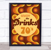 1970 70's Groovy Waves Birthday Drink Personalised Event Party Decoration Sign