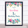 Pretty Colour Floral Borders Birthday Personalised Event Party Decoration Sign