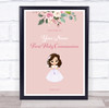 Brown Haired Girl First Holy Communion Personalised Event Party Decoration Sign