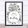 Black And White Floral Circle Welcome To Hen Do Personalised Event Party Sign