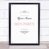 Pink And Blue Swirl Border Welcome To Hen Personalised Event Party Sign