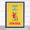 Cartoon Couple Work Out Gym Area Room Personalised Wall Art Sign