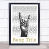 Sketch Rock Fist Any Song Lyric Personalised Music Wall Art Print