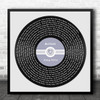 Square Blue Heart Vinyl Record Label Any Song Lyric Personalised Music Art Print