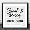 White Square Simple Script Any Song Lyric Personalised Music Wall Art Print