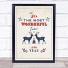 Its The Most Wonderful Time Of The Year Christmas Reindeer Wall Art Print
