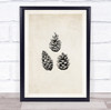 Vintage Pine Cones Christmas Wall Art Print