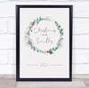 Personalised Christmas At Family Name Wreath Event Sign Print