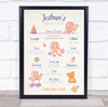 1st Birthday First Year Baby Milestones Achievements Interests Vintage Boy Print