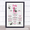 Birthday Favourite Things Milestones Achievements Interests 1st Pink Gift Print