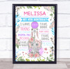 Pink Elephant Any Age Childs Birthday Favourite Things Interests Gift Print