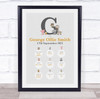 New Baby Birth Details Christening Nursery Animals Initial G Keepsake Gift Print