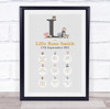 New Baby Birth Details Christening Nursery Animals Initial L Keepsake Gift Print