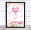 New Baby Birth New-born Nursery Christening Hearts Floral Keepsake Gift Print