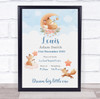 New Baby Birth Details Christening Nursery Watercolour Foxes Keepsake Gift Print