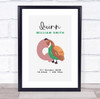 New Baby Birth Details Christening Nursery Initial Q Quail Keepsake Gift Print