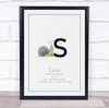 New Baby Birth Details Christening Nursery Initial S Snail Keepsake Gift Print