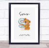 New Baby Birth Details Christening Nursery Bear Initial S Keepsake Gift Print