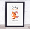 New Baby Birth Details Christening Nursery Initial C Cat Keepsake Gift Print