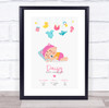 New Baby Birth Details Christening Nursery Sleeping Girl Keepsake Gift Print