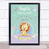 Lion New Baby Birth Details New-born Nursery Christening Keepsake Gift Print