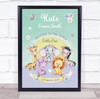 New Baby Birth Details Nursery Christening Cute Jungle Animals Gift Print