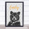 Hand Drawn Baby Bear Personalised Children's Wall Art Print