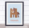 Initial Funky Letter H With Horse Personalised Children's Wall Art Print