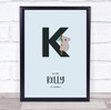 Initial Letter K With Koala Personalised Children's Wall Art Print