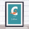 Initial Letter C With Crab Personalised Children's Wall Art Print