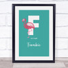 Initial Letter F Flamingo Personalised Children's Wall Art Print